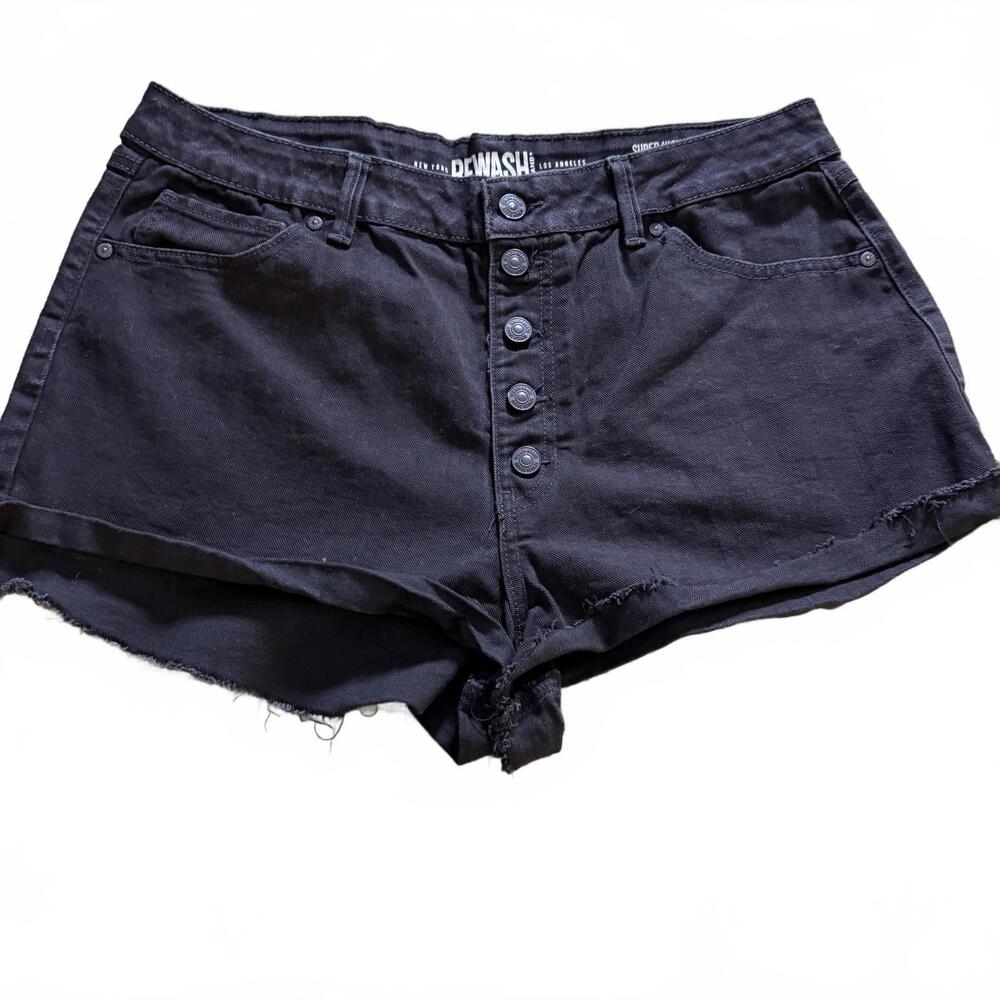 REWASH SZ 15/32 Super High Rise Wedge Vintage Reunion Black Button Fly Shorts